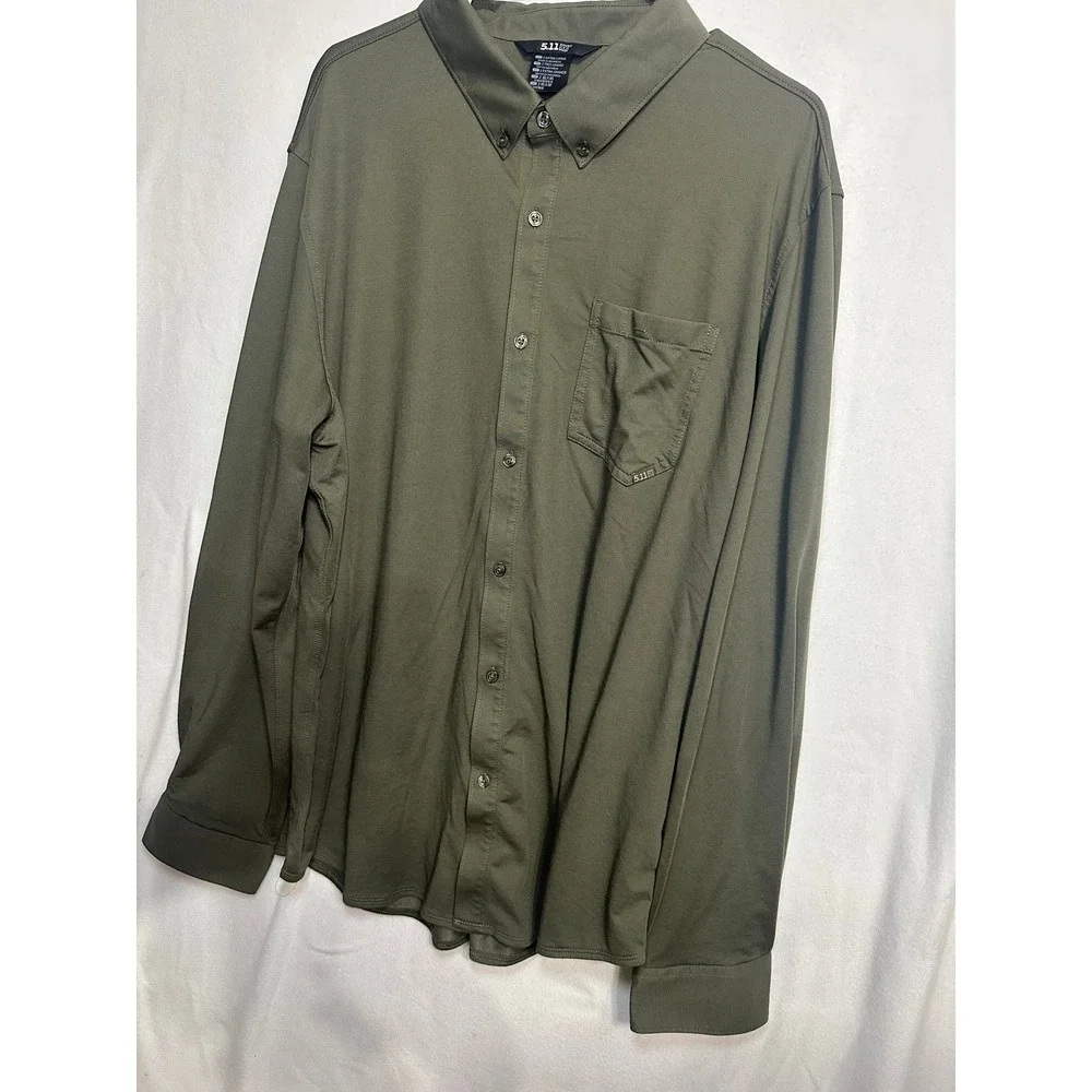 5.11 Tactical Mens 2XL Olive Green Button Down Long Sleeve Shirt‎ 7710161-186